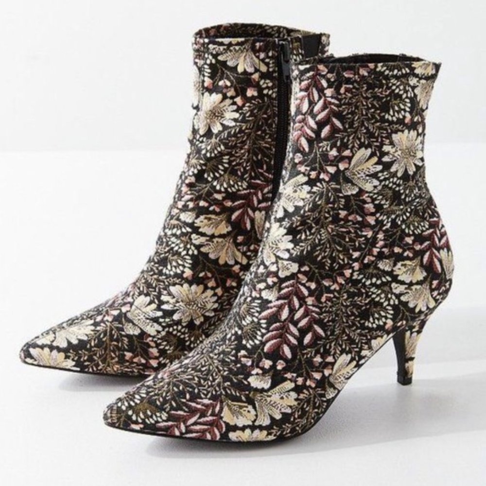 Urban Outfitters Floral Jacquard Weave Sock Boots